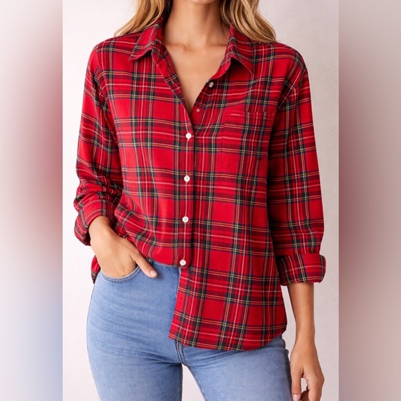 J. Crew Tops - J. Crew Red Plaid Button-Up Shirt
